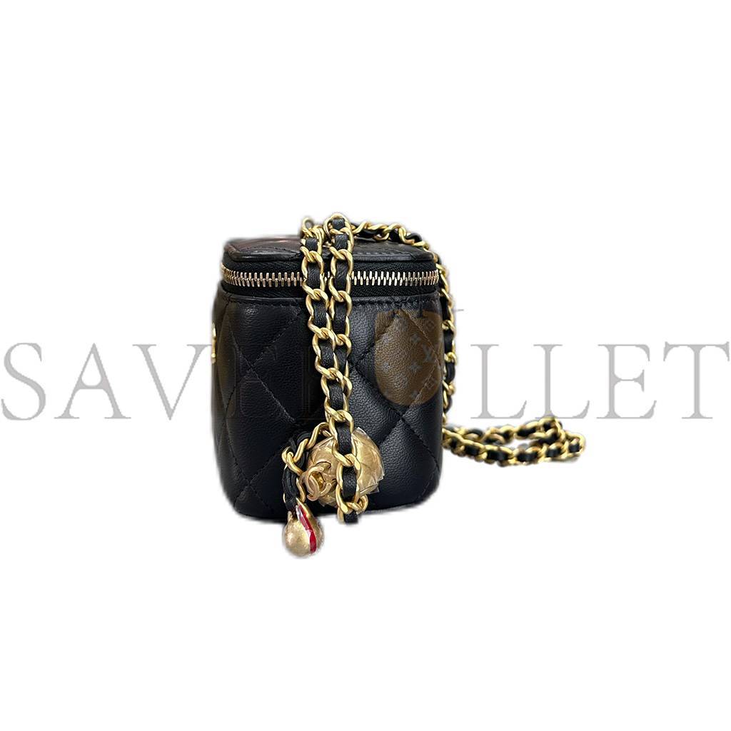 Ch*el master mini vanity case with pearl crush clutch with chain ap1447 (11*8.5*7cm)